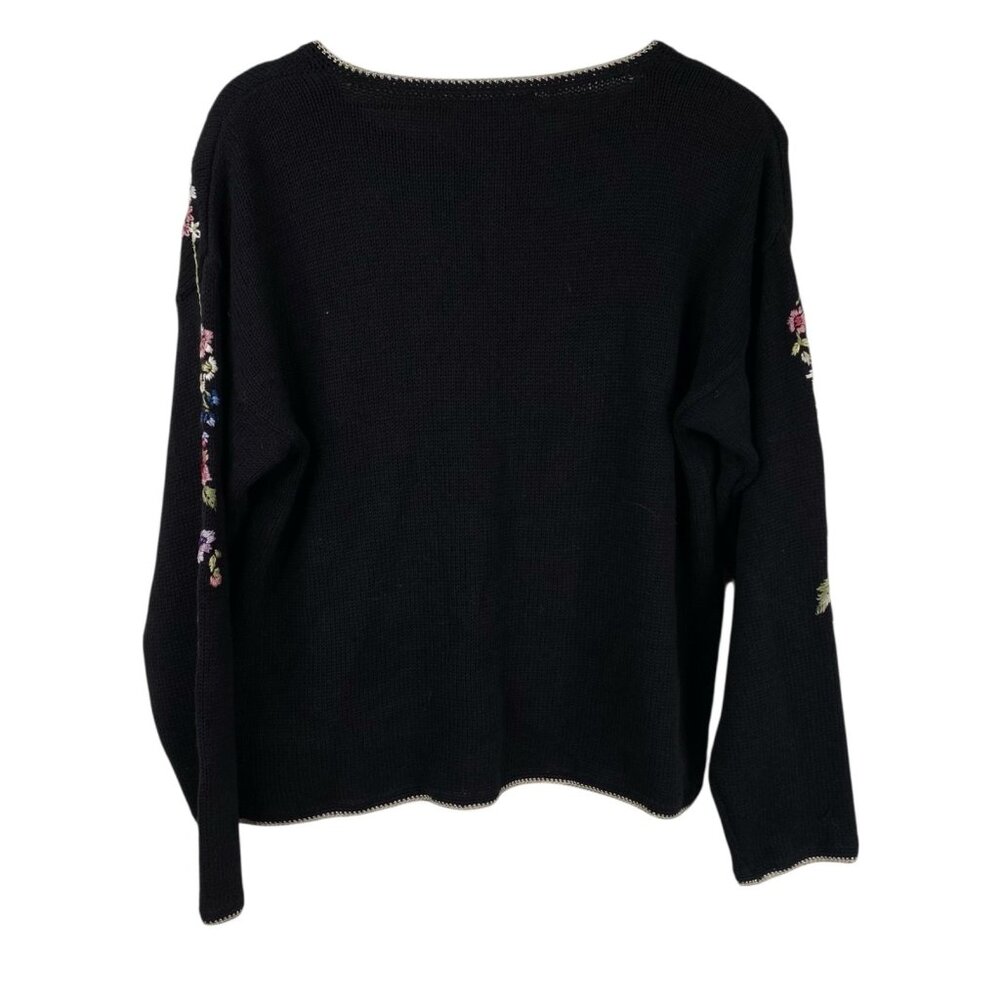 Tiara Vintage Y2K Floral Button Up Cardigan Sweater Embroidered Women Size M - Picture 2 of 13